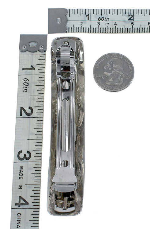 Navajo Sterling Silver Coral Hair Barrette JX125832